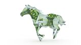 Pferdesilhouette aus Geldscheinen auf weißem Hintergrund
